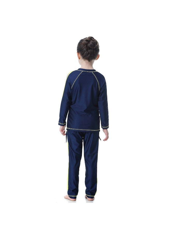 3-Piece Modest Muslim Swimwear for Boys & Girls, Dark Blue Long Sleeve Full Cover Swimsuit with Swim Cap, UV Protection Quick Dry Kids Islamic Swimming Costume - Image 5