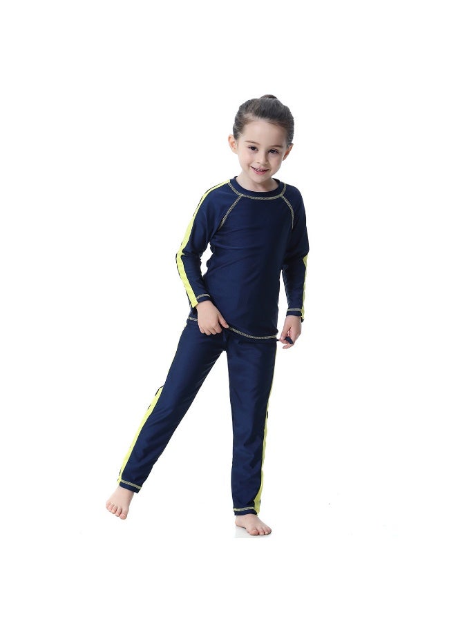 3-Piece Modest Muslim Swimwear for Boys & Girls, Dark Blue Long Sleeve Full Cover Swimsuit with Swim Cap, UV Protection Quick Dry Kids Islamic Swimming Costume - Image 2