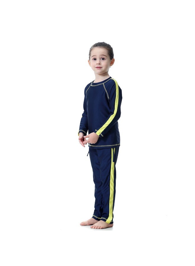 3-Piece Modest Muslim Swimwear for Boys & Girls, Dark Blue Long Sleeve Full Cover Swimsuit with Swim Cap, UV Protection Quick Dry Kids Islamic Swimming Costume - Image 4