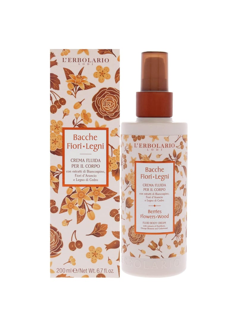 L'Erbolario L'Erbolario Berries Flowers Wood Fluid Body Cream - Long Lasting Scented Body Cream for Women - Perfume Hydrating Body Moisturizer - Nourishing and Moisturizing Body Butter for Dry Skin - 6.7 oz 