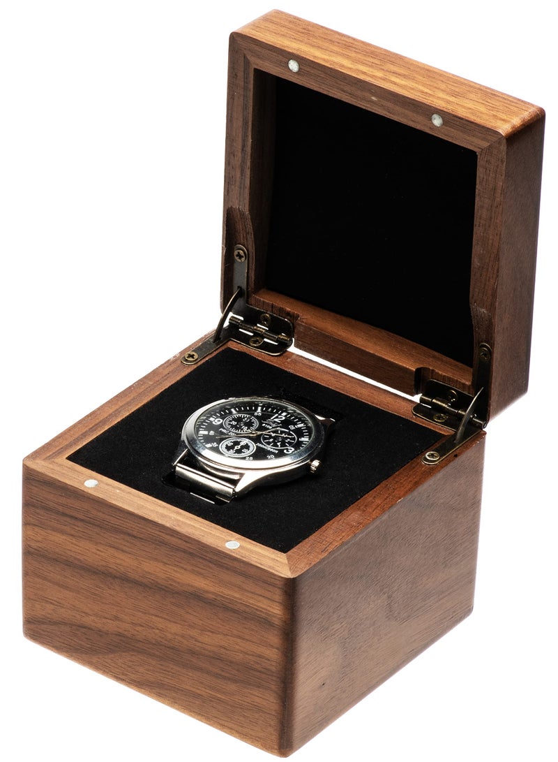 COSISO Single Walnut Wooden Watch Box Watch Storage Travel Case Organizer for Men and Women Wristwatch Display Box Holder - Image 1