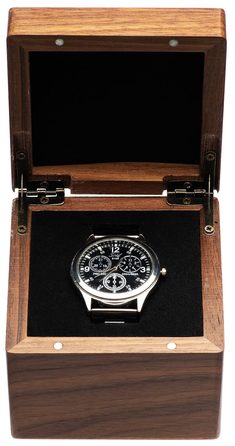 COSISO Single Walnut Wooden Watch Box Watch Storage Travel Case Organizer for Men and Women Wristwatch Display Box Holder - Image 2