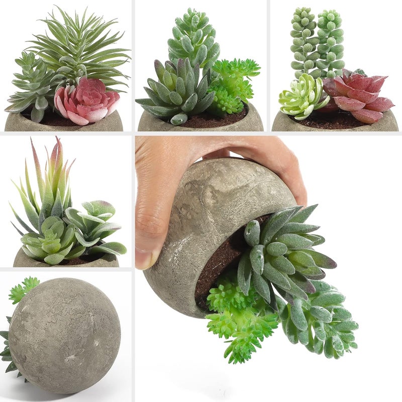 SPEPLA Succulents Plants Artificial 4 Pack, Mini Fake Succulents in Pots, Assorted Small Faux Succulent Decorative for Living Room Home Office Decor - Image 4