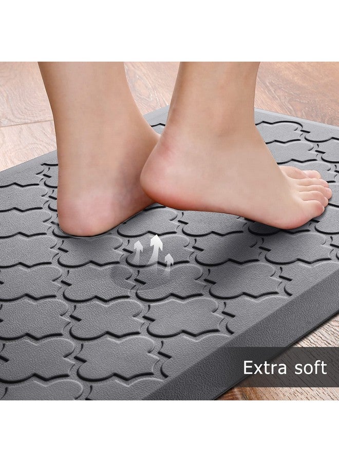 SoftDuo Kitchen Mat [2 PCS] Cushioned Anti-Fatigue Floor Mat, Waterproof Non-Skid Kitchen Mats and Rugs, Ergonomic Comfort Foam Kitchen Rugs, Standing Mat for Floor,Office, Sink(Grey,17.3"x28"+17.3"x60") - Image 2