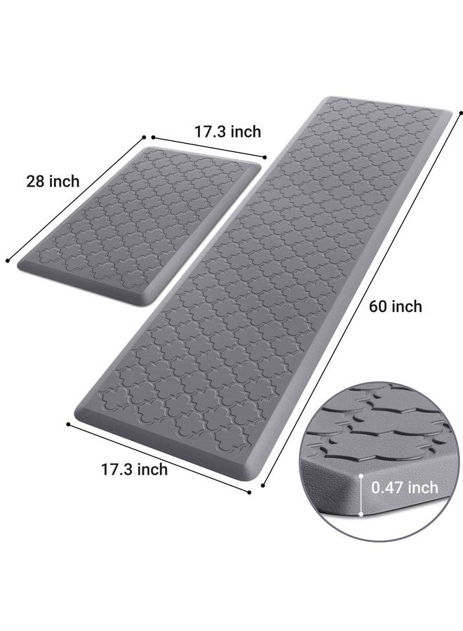 SoftDuo Kitchen Mat [2 PCS] Cushioned Anti-Fatigue Floor Mat, Waterproof Non-Skid Kitchen Mats and Rugs, Ergonomic Comfort Foam Kitchen Rugs, Standing Mat for Floor,Office, Sink(Grey,17.3"x28"+17.3"x60") - Image 1