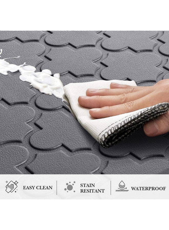 SoftDuo Kitchen Mat [2 PCS] Cushioned Anti-Fatigue Floor Mat, Waterproof Non-Skid Kitchen Mats and Rugs, Ergonomic Comfort Foam Kitchen Rugs, Standing Mat for Floor,Office, Sink(Grey,17.3"x28"+17.3"x60") - Image 3