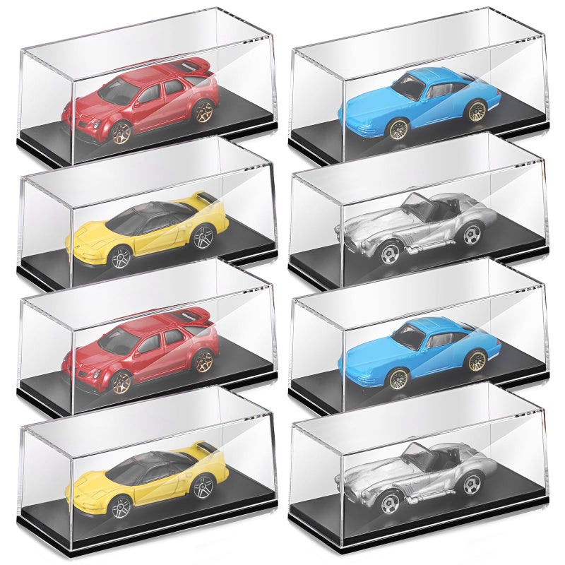 Singhoow 8 Pcs 164 Display Case Acrylic Model Cars Display Case 417 x 181 x 181 Inches Clear Plastic Vehicles Toy Cars Storage Collectors - Image 2