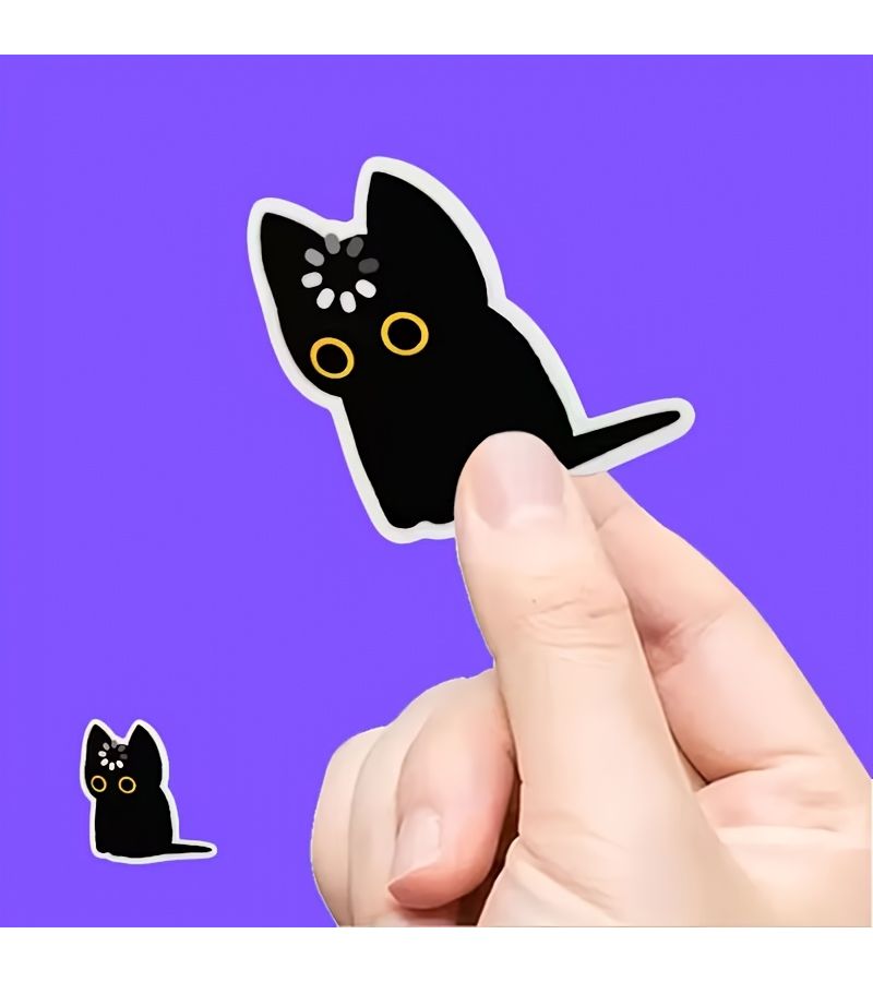 2pcs Black Cat Loading Stickers Cute and Playful Durable Decal for Laptops Cars Luggage Skateboards Scratch Resistant Trendy Design Creative Decoration for Teens and Adults - Image 5