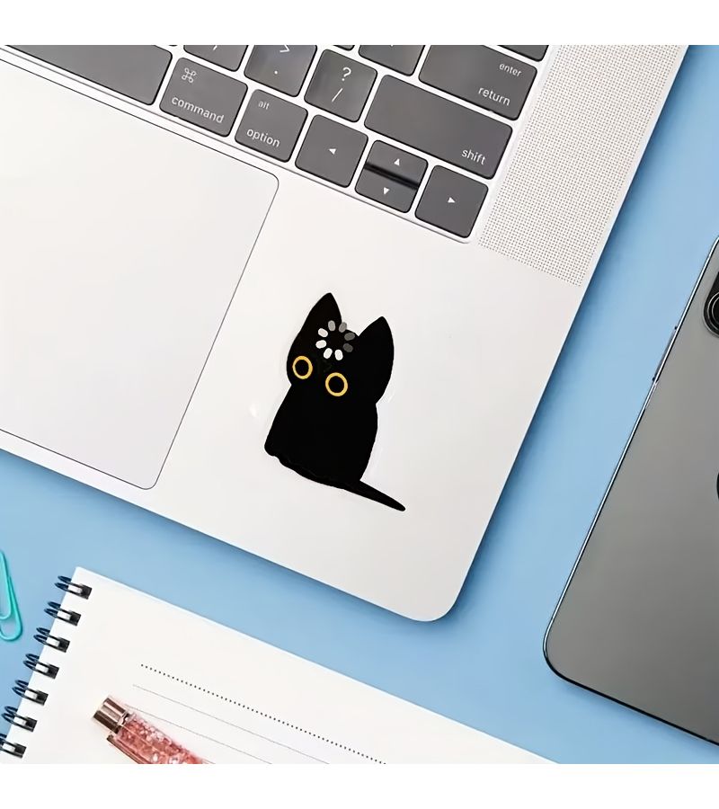 2pcs Black Cat Loading Stickers Cute and Playful Durable Decal for Laptops Cars Luggage Skateboards Scratch Resistant Trendy Design Creative Decoration for Teens and Adults - Image 1