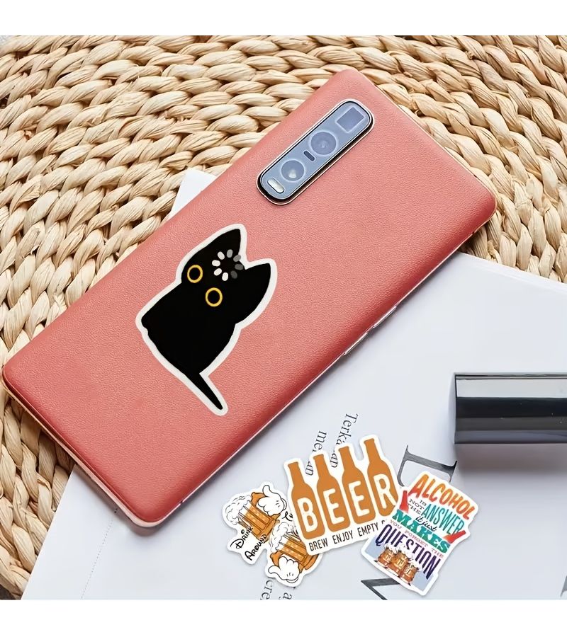2pcs Black Cat Loading Stickers Cute and Playful Durable Decal for Laptops Cars Luggage Skateboards Scratch Resistant Trendy Design Creative Decoration for Teens and Adults - Image 4
