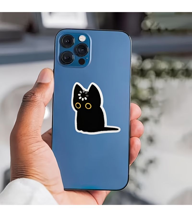 2pcs Black Cat Loading Stickers Cute and Playful Durable Decal for Laptops Cars Luggage Skateboards Scratch Resistant Trendy Design Creative Decoration for Teens and Adults - Image 3