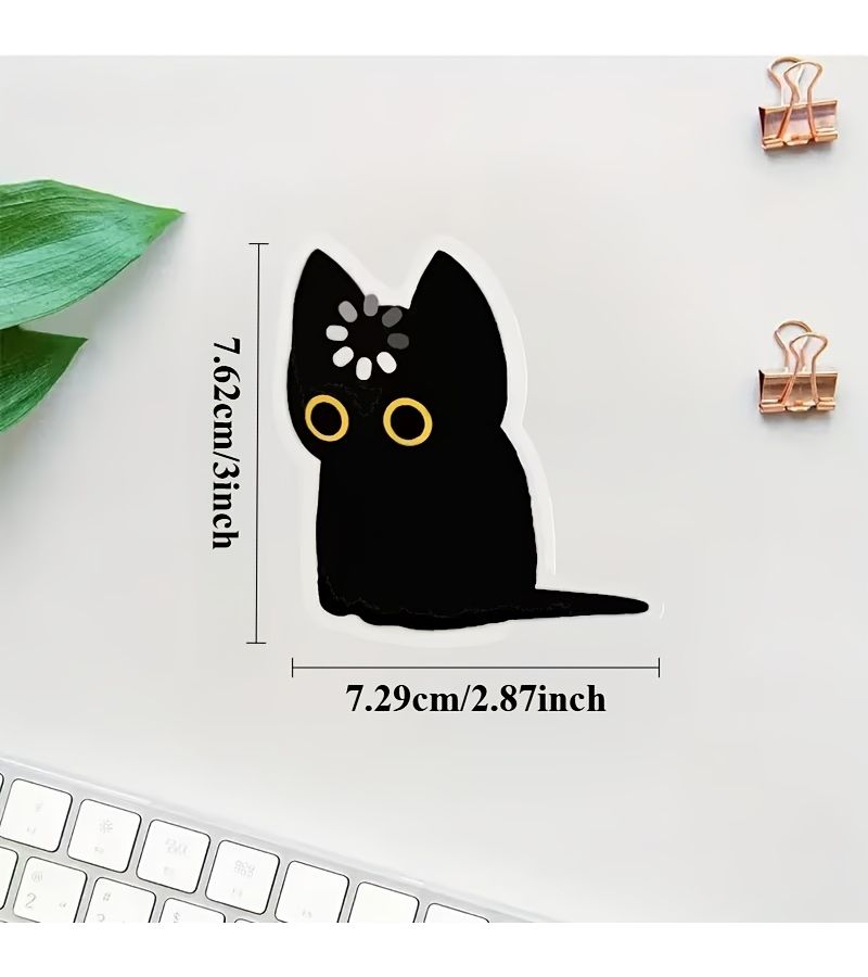 2pcs Black Cat Loading Stickers Cute and Playful Durable Decal for Laptops Cars Luggage Skateboards Scratch Resistant Trendy Design Creative Decoration for Teens and Adults - Image 2