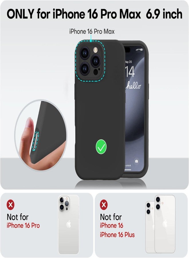 Vooii Compatible with iPhone 16 Pro Max Case, Liquid Silicone Upgrade [Camera Protection] [Soft Anti-Scratch Microfiber Lining] Shockproof Phone Case for iPhone 16 Pro Max 6.9 inch - Black - Image 5