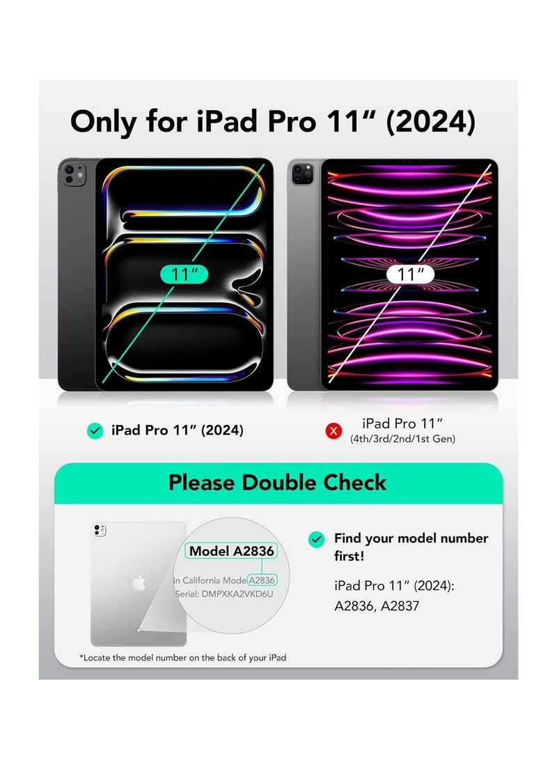 ESR for iPad Pro 11 Inch Case 2024 5th Gen(M4), Powerful Magnetic Attachment, Slim Trifold Stand Case, Supports Pencil Pro and Pencil(USB-C), Tough Protection, Auto Sleep/Wake, Rebound Series black - Image 2