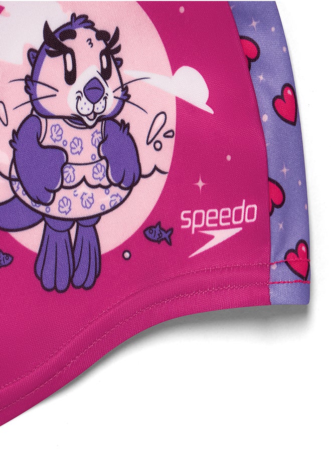 speedo - Kids' Learn to Swim Printed Swim Cap Pink - Image 1