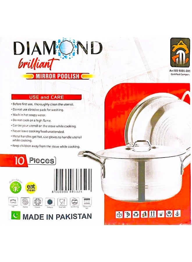 دايموند طقم 10 قدر المنيوم بالغطاء صناعة باكستانية ثقيلة وزن الطقم 7كيلو - Image 2