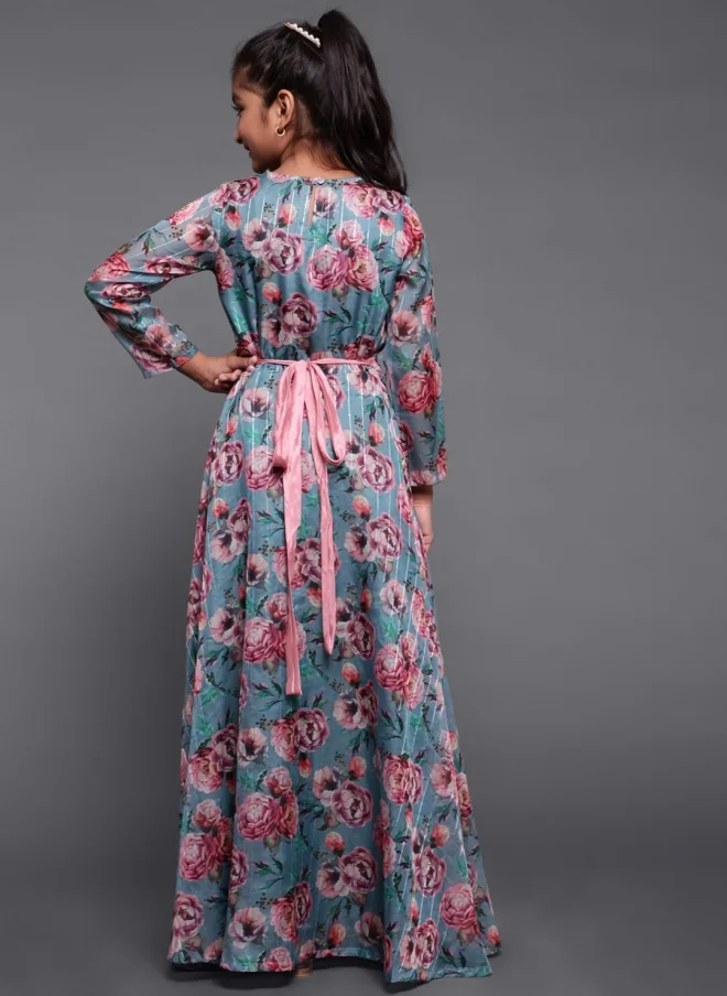 AKS Floral Printed Maxi Dress For Girls