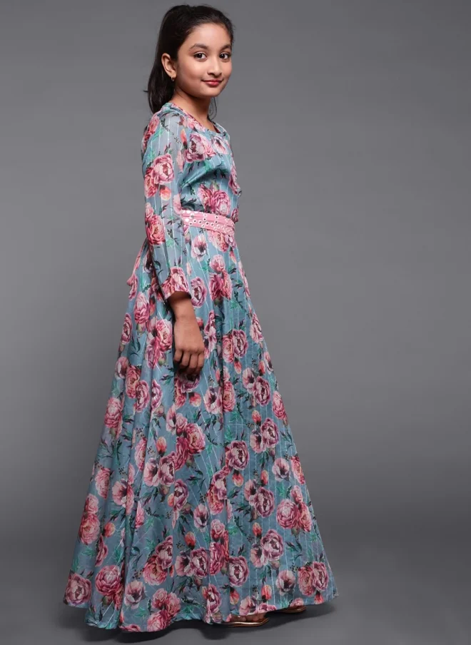 AKS Floral Printed Maxi Dress For Girls