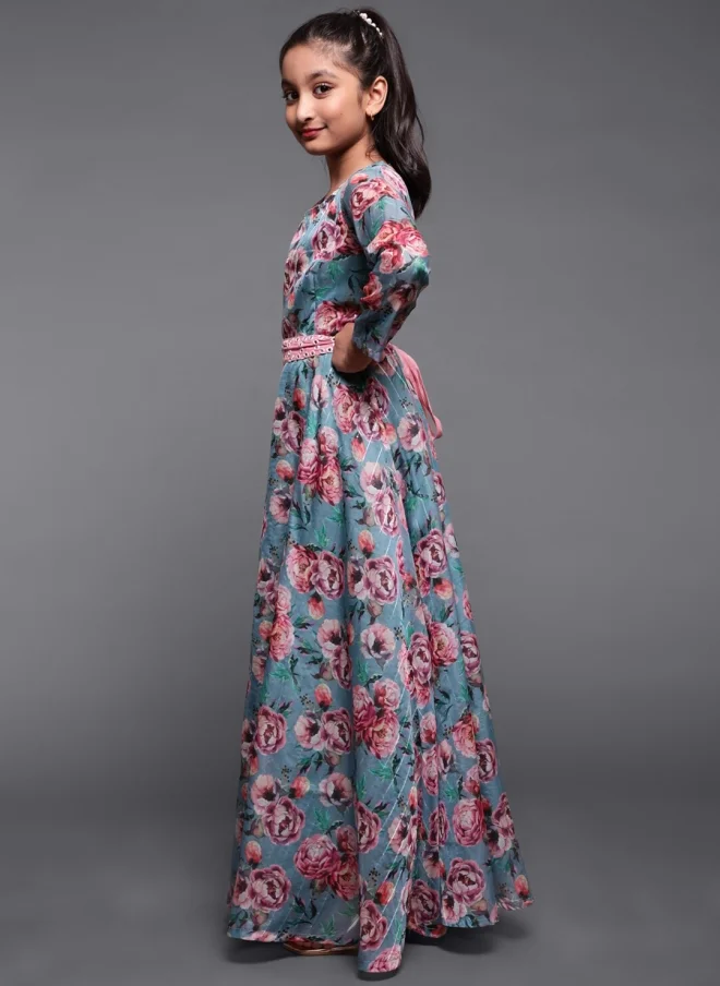 AKS Floral Printed Maxi Dress For Girls