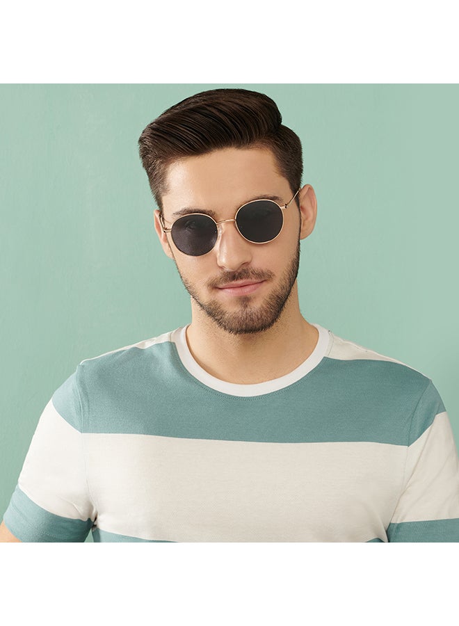 VINCENT CHASE Unisex Vintage Full Rim Round Shape Polarized & UV Protected Sunglasses VC S13112 - Lens Size: 55mm - Golden - Image 3