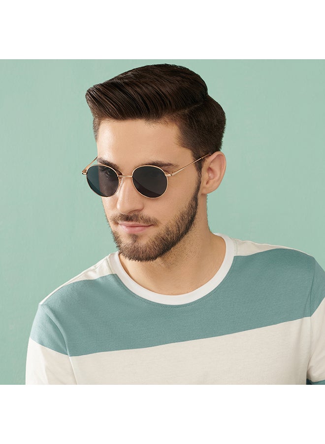 VINCENT CHASE Unisex Vintage Full Rim Round Shape Polarized & UV Protected Sunglasses VC S13112 - Lens Size: 55mm - Golden - Image 4