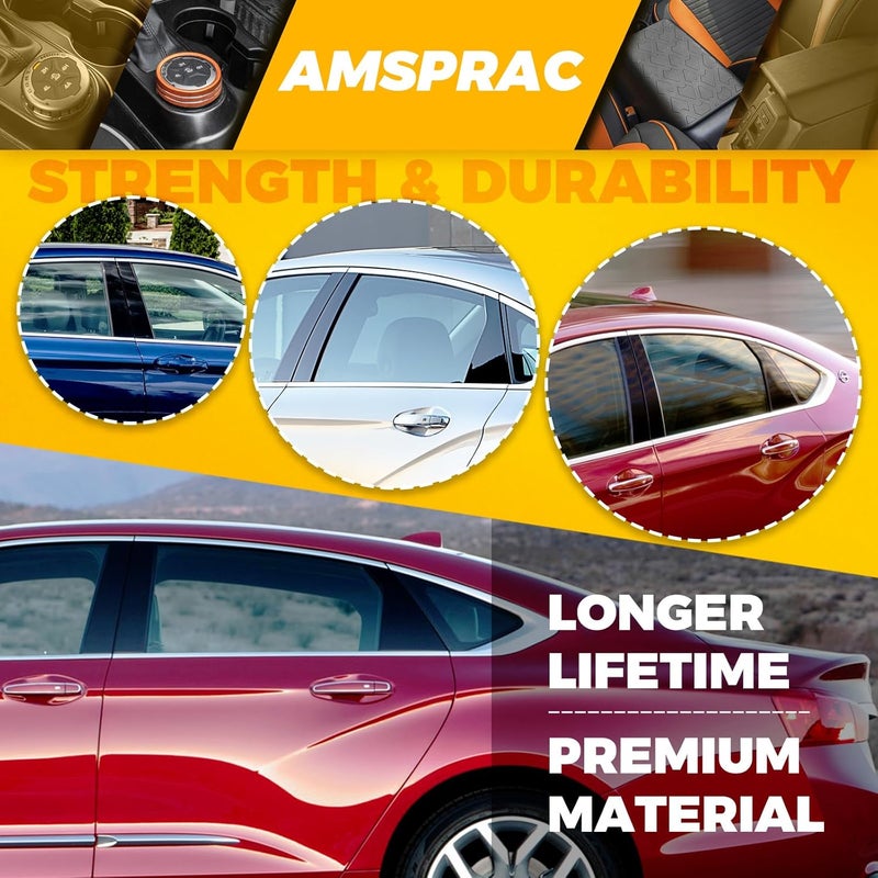 AMSPRAC Car Door Pillar Posts Trim,Door Window Outer Pillar Post Panel Covers fit for Chevy Impala 2014 2015 2016 2017 2018 2019 2020,Door Pillar Moldings Covers,Glossy Black 6PCS, AT190 - Image 4