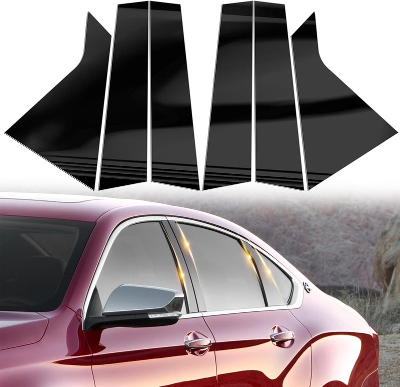 AMSPRAC Car Door Pillar Posts Trim,Door Window Outer Pillar Post Panel Covers fit for Chevy Impala 2014 2015 2016 2017 2018 2019 2020,Door Pillar Moldings Covers,Glossy Black 6PCS, AT190 - Image 1