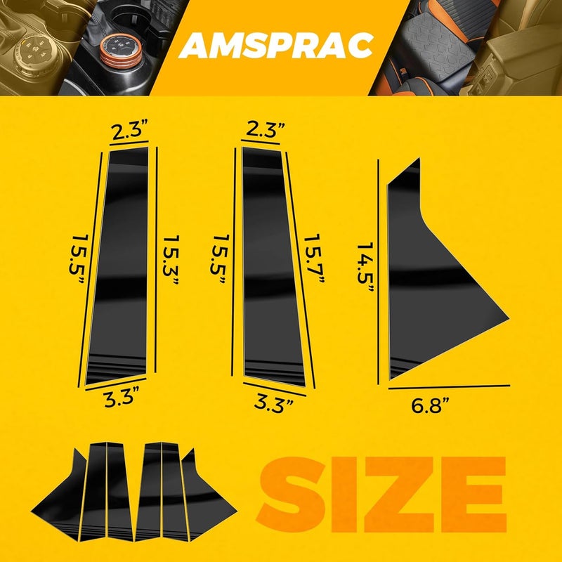 AMSPRAC Car Door Pillar Posts Trim,Door Window Outer Pillar Post Panel Covers fit for Chevy Impala 2014 2015 2016 2017 2018 2019 2020,Door Pillar Moldings Covers,Glossy Black 6PCS, AT190 - Image 5