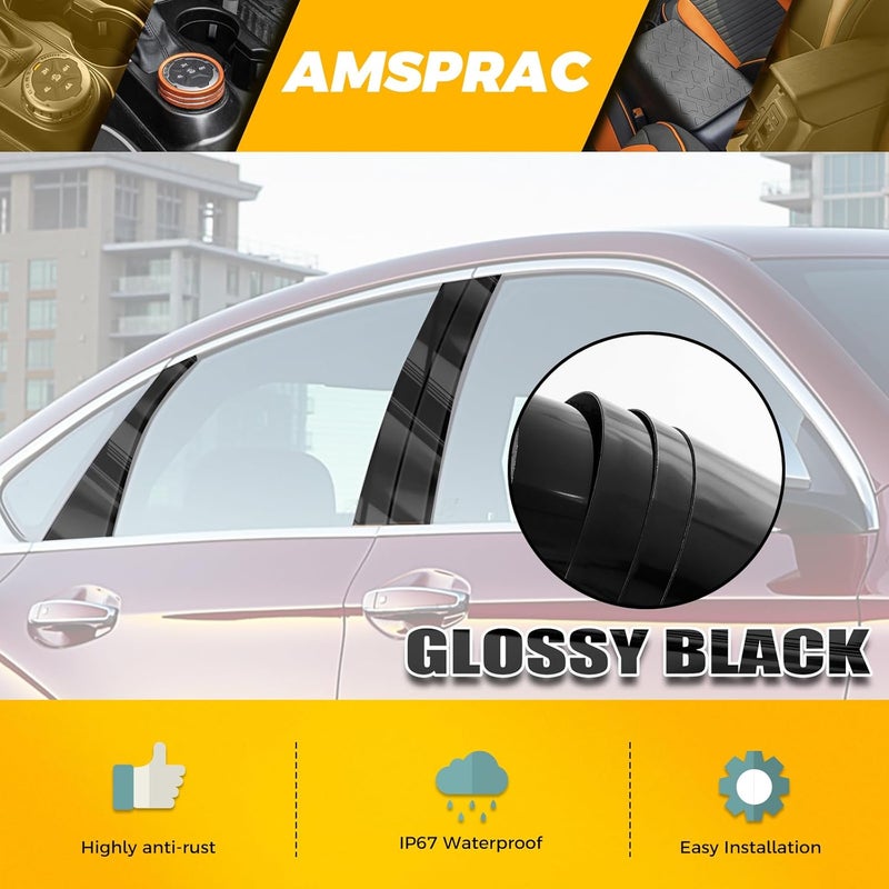 AMSPRAC Car Door Pillar Posts Trim,Door Window Outer Pillar Post Panel Covers fit for Chevy Impala 2014 2015 2016 2017 2018 2019 2020,Door Pillar Moldings Covers,Glossy Black 6PCS, AT190 - Image 3