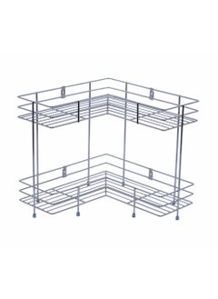 sulfar 2 Layer Stainless Steel Trolley with Kitchen Dish Drying Rack & Vegetable Fruit Storage Trolley Basket Stand with Wheel for Modern Kitchen Organizer (Silver) Pack of 1  - Image 1