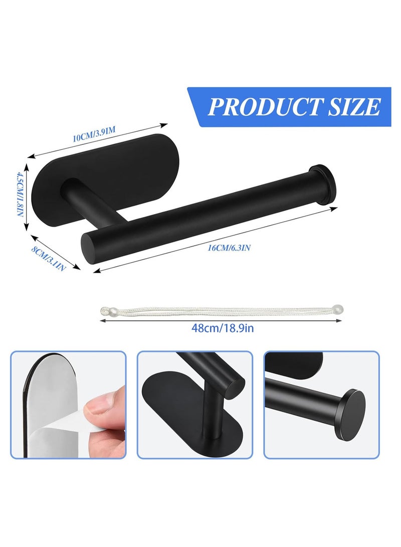 CMGTYYD 2 Black Self-Adhesive Curtain Hooks, Metal Drill-Free L-Shaped Fixer with 1 Curtain Tie Back for Living Room and Bedroom Curtains, Black - Image 2