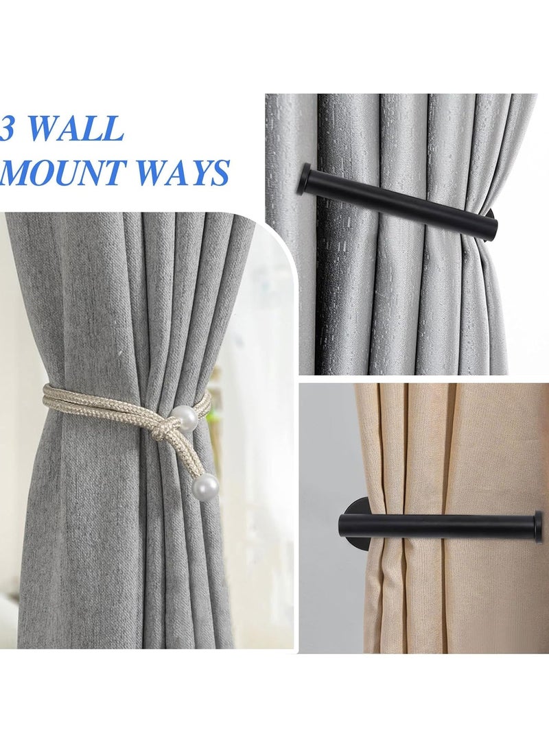 CMGTYYD 2 Black Self-Adhesive Curtain Hooks, Metal Drill-Free L-Shaped Fixer with 1 Curtain Tie Back for Living Room and Bedroom Curtains, Black - Image 4