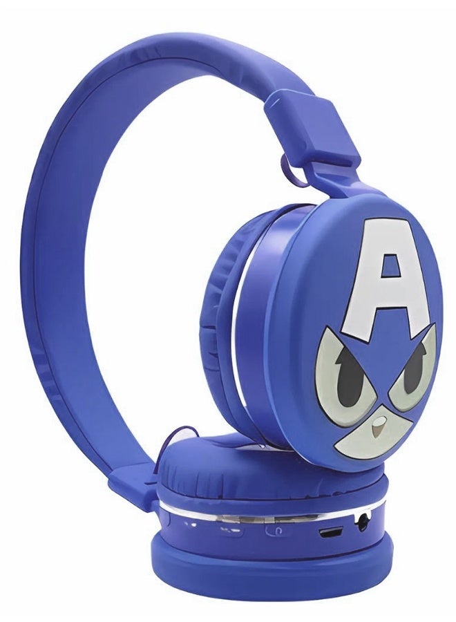 Captain America Cartoon Cute Kids Children Bluetooth Headphones, Wireless Headphones with Reduce the noise Microphone Kids Foldable Headphones for School Travel Gift Headset for Children - Image 1