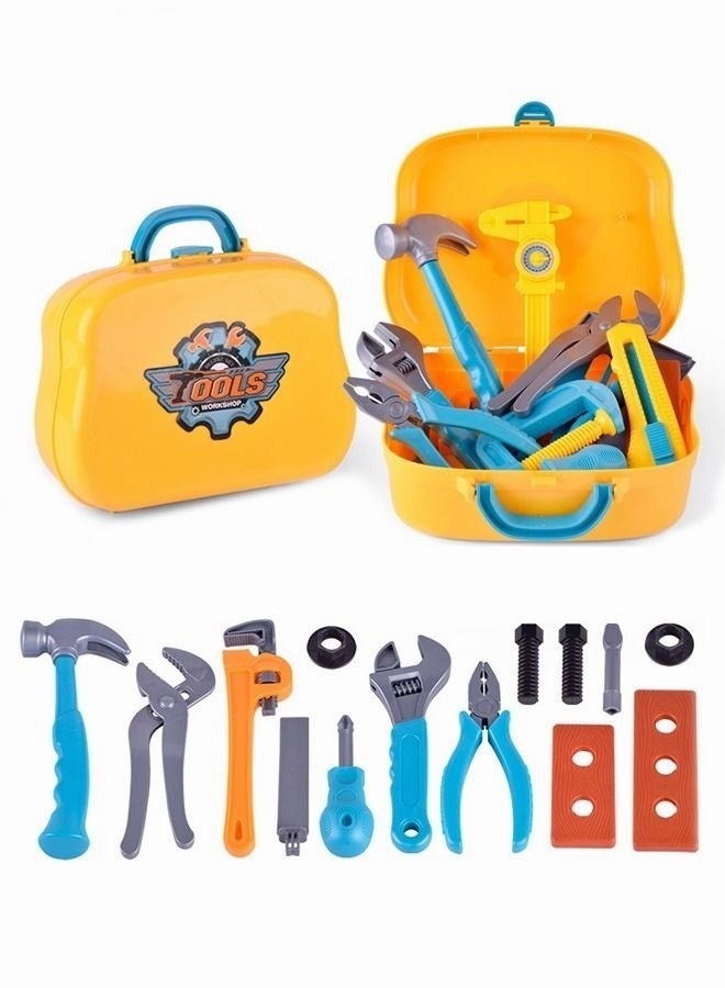 ميكسد مجموعة من 15 قطعة من أدوات الأطفال لعبة محاكاة لعبة بناء ، مع أدوات كماشة ، مفتاح المطرقة ، مفك البراغي ، وبناء الملحقات - Image 2