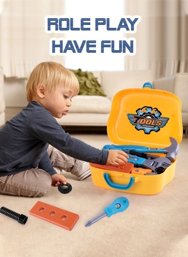 ميكسد مجموعة من 15 قطعة من أدوات الأطفال لعبة محاكاة لعبة بناء ، مع أدوات كماشة ، مفتاح المطرقة ، مفك البراغي ، وبناء الملحقات - Image 4