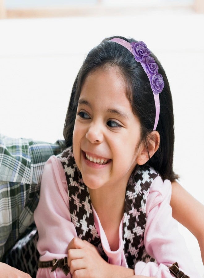 شيما مجموعة زيما المكونة من 16 قطعة من عصابات الرأس الصغيرة المزينة بزهرة الورد، مناسبة للفتيات الصغيرات والشابات والمراهقات والنساء. عصابات شعر مصنوعة من 3 قطع من ورود قماشية لتزيين الشعر. - Image 5