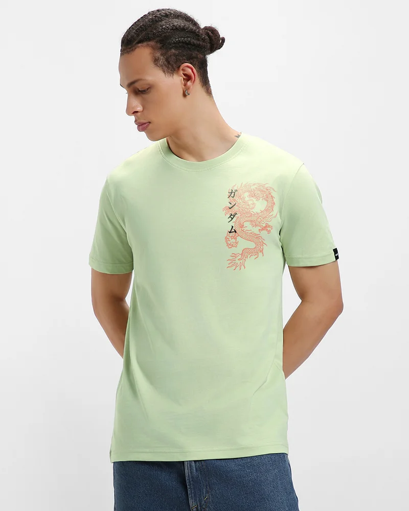 بيواكوف تيشيرت رجالي بطبعة سايبر ساموراي خضراء