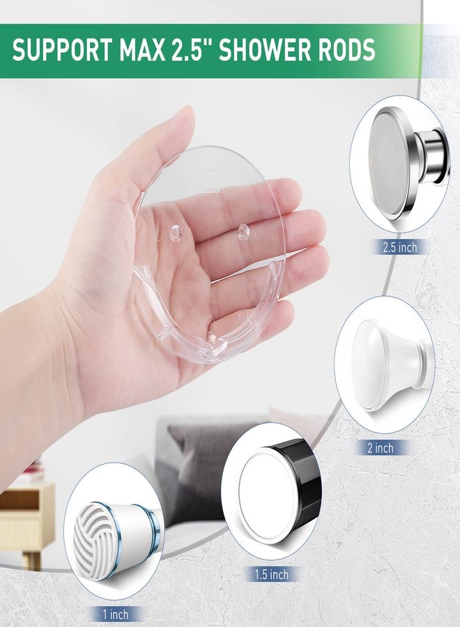 KITOSUN Shower Curtain Rod Holders for Wall - Kitosun Adhesive Tension Rod Retainer 3/5 Deep Support Brackets with Tape for No Drilling Quick Mount and Screws for Permanent Installation (2pcs, Clear) - Image 2
