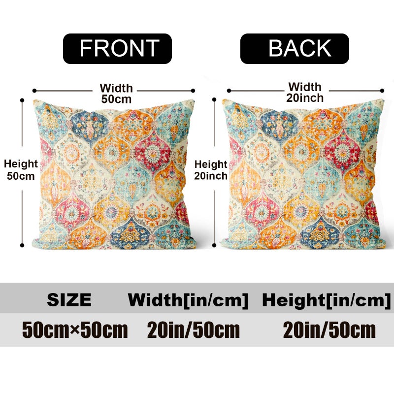 ZSYTZL Boho Throw Pillow Covers 20x20 inch Set of 2,Soft Pillowcases Bohemia Carpet Printing Pattern Decorative Sofa Living Room Bed Square Pillow Case Cushion Cover-Cream Color - Image 2