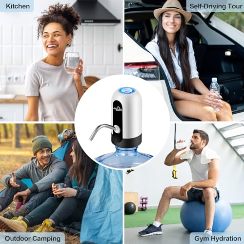 JOYHILL 5 Gallon Water Bottle Dispenser, USB Charging Water Bottle Pump, Portable Water Dispenser Pump for Camping（Black） - Image 3