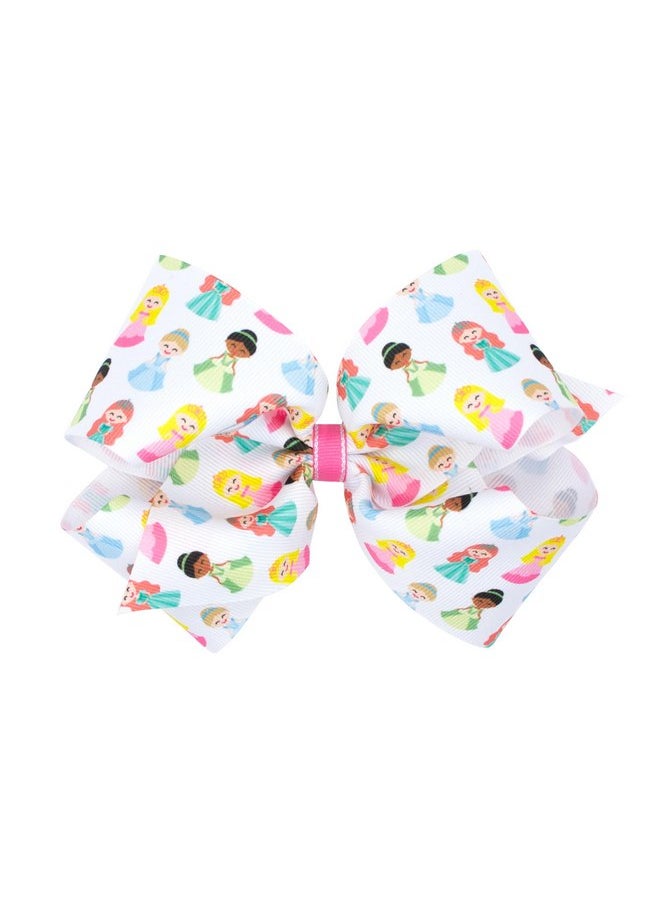 Wee Ones Wee Ones Girls' Grosgrain Princess and Dance-Inspired Printed Hair Bow on a WeeStay Hair Clip, King, Princess  - Image 1