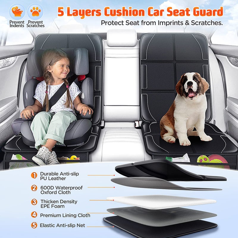 Gimars XL Thickest 5-Layer EPE Car Seat Protector for Child Car Seat and Pet, 2 Pack Large Waterproof 600D Fabric Carseat Protector Car Seat Cover with 2 Mesh Pockets for SUV Sedan Truck Leather Seat - Image 2
