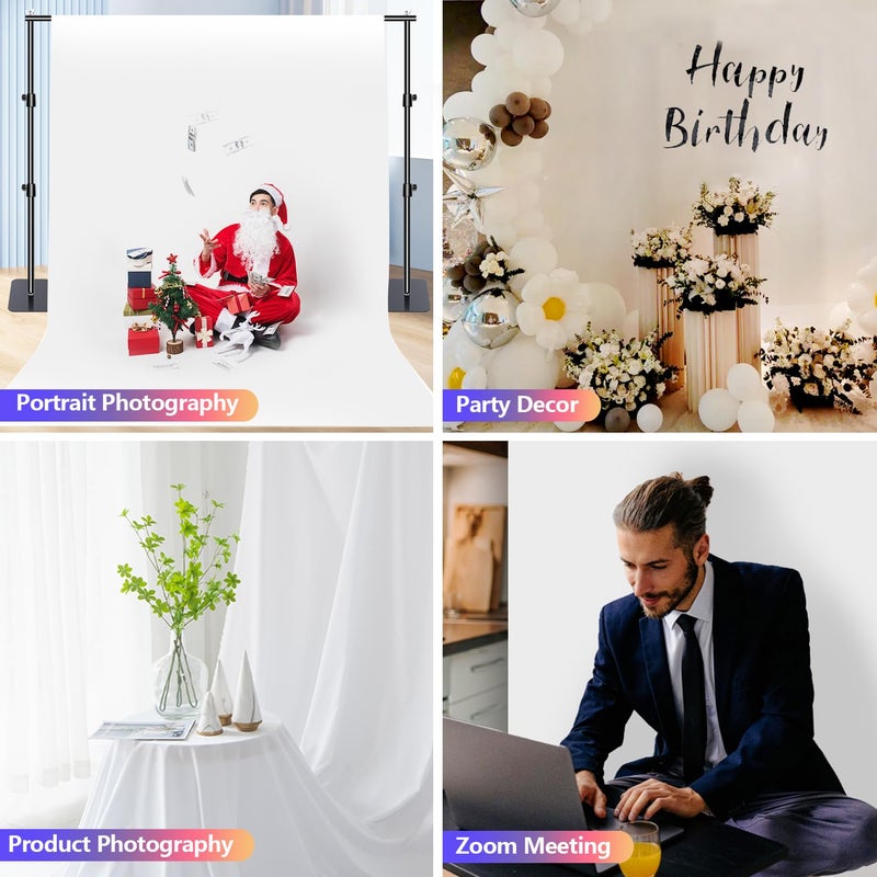 JINSUI White Backdrop for Photoshoot, 10x10 ft Photo Backdrop Curtain Double-Side for Photography, Polyester Fabric White Background Screen for Photographic Studio Baby Picture Party Prop (Backdrop Only) - Image 3