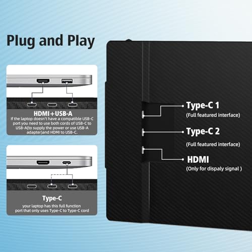 BOSII Laptop Screen Extender Monitor - 14 Inch Dual IPS FHD 1080P HDMI/USB-A/Type-C Extended Portable Monitor for Laptops (Maximum Length: 15.74") Compatible with Windows Mac Travel Work - Image 5