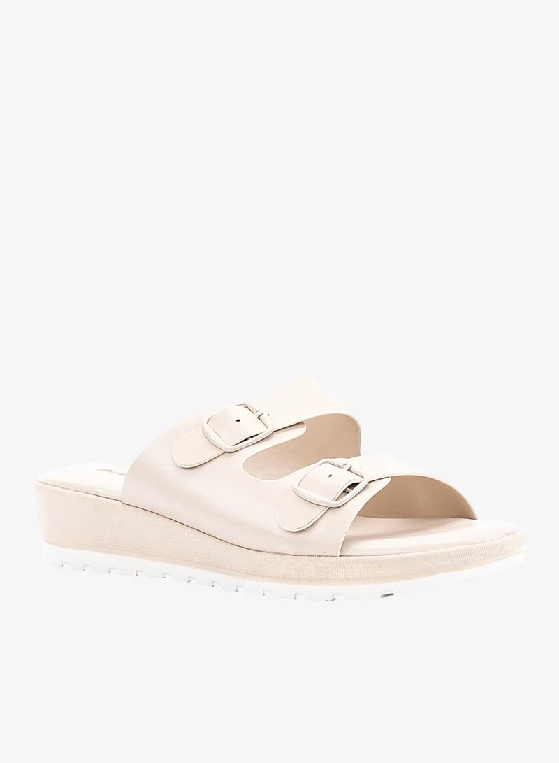 باتا صنادل بكعب ويد بلون سادة