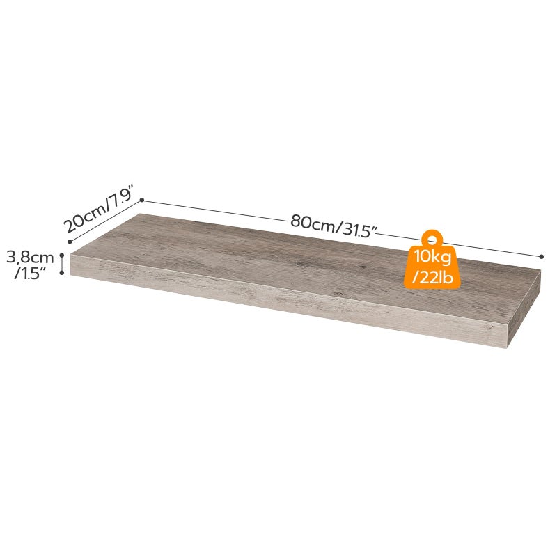 HOOBRO Floating Shelves for Wall, Wall Mounted Shelf Set of 2, 31.5" Hanging Shelf with Invisible Brackets, for Wall in Bathroom, Bedroom, Toilet, Kitchen, Living Room, Office, Greige BG80BJP201 - Image 3