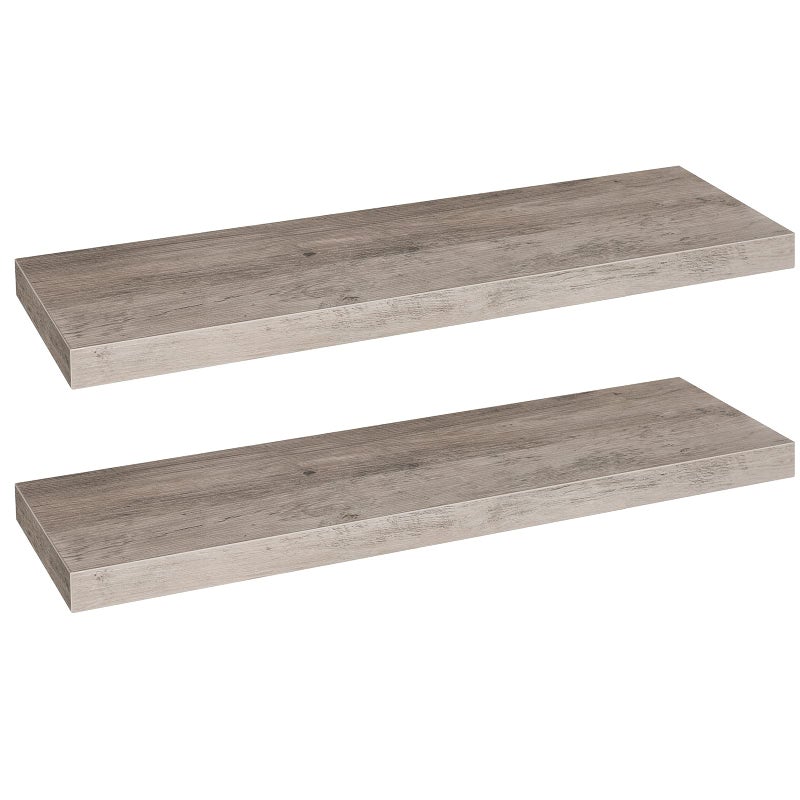 HOOBRO Floating Shelves for Wall, Wall Mounted Shelf Set of 2, 31.5" Hanging Shelf with Invisible Brackets, for Wall in Bathroom, Bedroom, Toilet, Kitchen, Living Room, Office, Greige BG80BJP201 - Image 1