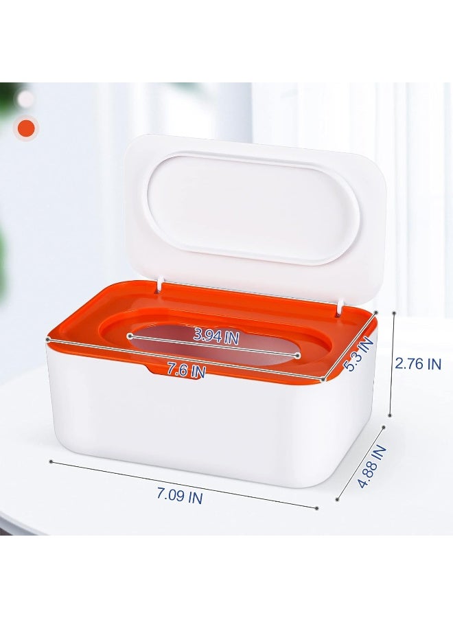 Flenpptly Baby Wipes Dispenser, Wipes Case Baby Wipe Holder Keeps Wipes Fresh, Non-Slip, Easy Open & Close (Orange) - Image 2