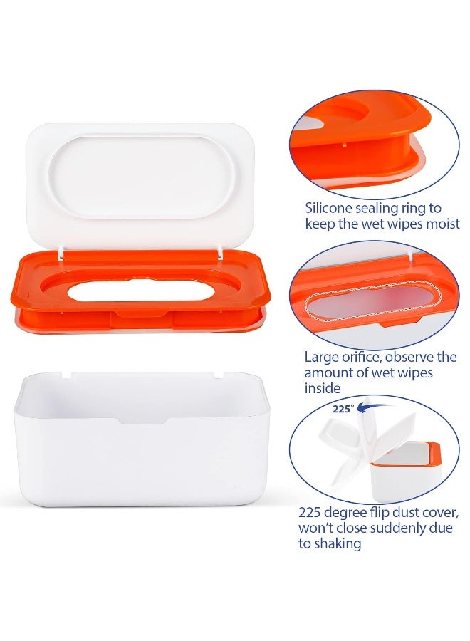 Flenpptly Baby Wipes Dispenser, Wipes Case Baby Wipe Holder Keeps Wipes Fresh, Non-Slip, Easy Open & Close (Orange) - Image 4