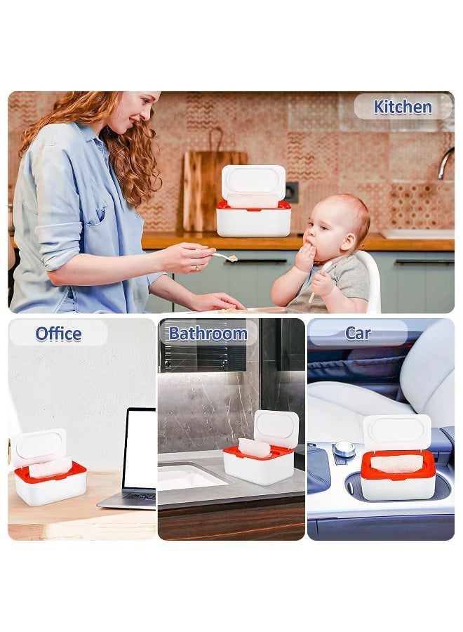 Flenpptly Baby Wipes Dispenser, Wipes Case Baby Wipe Holder Keeps Wipes Fresh, Non-Slip, Easy Open & Close (Orange) - Image 5